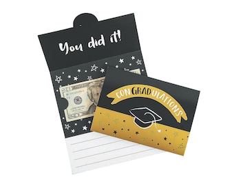 Graduation Money Envelope Congrats Grad Cash Gift Card Ticket Holder with Money Slot Black Gold Class 2023 Greeting Card Gift Idea