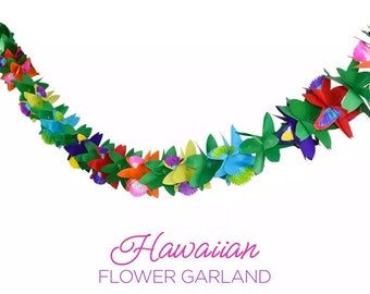 Hawaiische Blumengirlande mehrfarbige Blumenparty Dekor Aloha Hawaiian Luau Baby Brautparty Strand Pool Geburtstag Wimpelkette