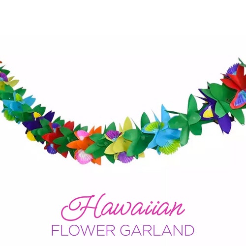 9 Foot Long Tropical Multicolored Paper Tissue Garland Flower Leaves Banner for Party Decorations Birthdays Event Supplies Festivals Children & Adults 