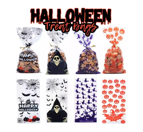 Spooky Candy Bags Happy Halloween Party Supply Spiders Witches Pumpkin Clear Cello Bags for Biscuit Sweets Goodies Twist Tie Party Favor Bag Il_570xn