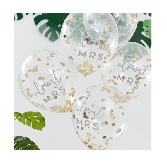Almost Mrs Balloons, Gold Confetti Balloons, Gold Bridal Shower Balloons, Bridal Shower Confetti Balloon Gold, Mrs Bridal Shower Decorations Il_570xn