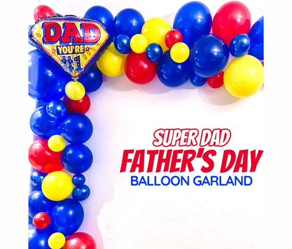 Number One Dad Balloon Bundle Father’s Day Celebration Decoration Blue Yellow Red Assorted Balloons Large Garland Arch Super Dad DIY Kit Il_570xn