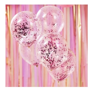 Pink Confetti Balloon Bundle Transparent Glitter Sequins Modern Decoration Girly Princess Birthday Bridal Baby Shower Party Supply