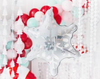 GLOBO GRANDE DE COPO DE NIEVE Plata iridiscente Frozen Winter Wonderland Centro de mesa Telón de fondo Decoración de techo Suministros para fiestas de Navidad y Año Nuevo