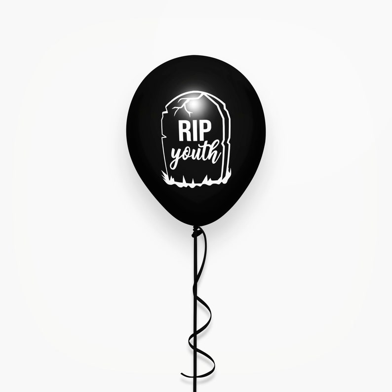 R.I.P Youth Balloons Black Birthday Decoration Minimalist Funny Party ...