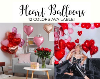 Heart Shape Balloon from Foil COLOR OPTIONS Romantic Love Theme Decoration Valentine’s Galentine’s Day Wedding Anniversary Party Supply