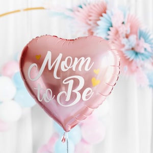 Girl Gender Reveal Foil Heart Balloon Mom To Be Pregnancy Reveal Expecting News Announcement Photo Prop Baby Shower Party Supply