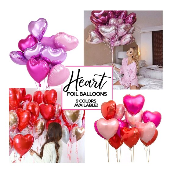 Heart Shape Balloon Pack Shiny Foil Surprise Party Decoration Gold Pink Red Romantic Valentine's Day Wedding 18inch Love Balloons Il_570xn