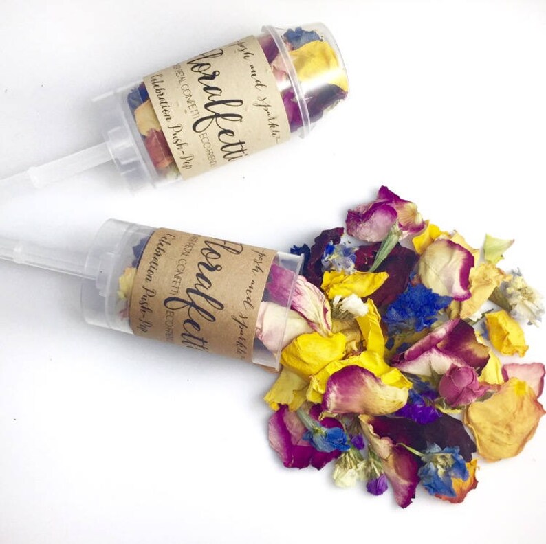 Flower Confetti Popper Biodegradable, Confetti Poppers Wedding, Floral Confetti Push Pop, Flower Petal Confetti Bomb, Flower Girl Confetti image 5