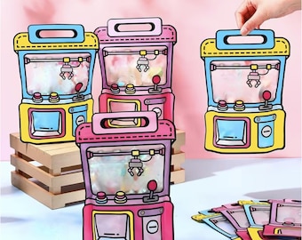 Claw Machine Treat Bags with Handle Zip Closure Pouch Gaming Arcade Kids Gamer Party Favor Thank You Gift Present Packaging Gaming Birthday