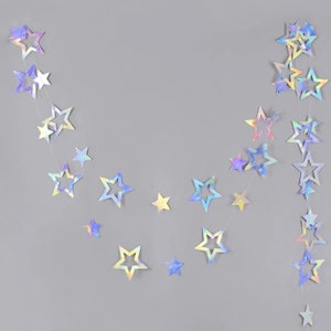 Iridescent Star Garland Silver Sparkling Bunting Party Decoration Christmas New Year Graduation Birthday Bridal Shower Wedding Backdrop image 6