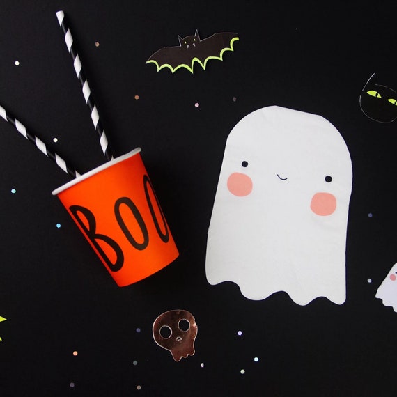 Cute Ghost Napkins Set Halloween Party Decoration White Paper Tissues Spooky Boo Cocktail Beverage Size Recyclable Tableware Il_570xn