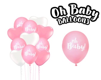 Oh Baby Balloon Bundle It’s A Girl Heart Round Pink White Girly Balloons Baby Shower First Birthday Centerpiece Party Decor New Mom Gift
