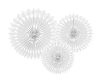 White Paper Fan Set Large Basic Party Supply Backdrop Decoration Pinwheels Summer Pool Beach Wedding Engagement Corporate Event Rosettes