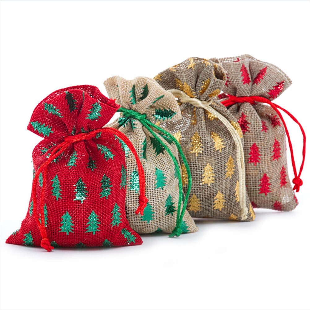 Christmas Favor Bags Christmas Fabric Bags Christmas Goodie Etsy