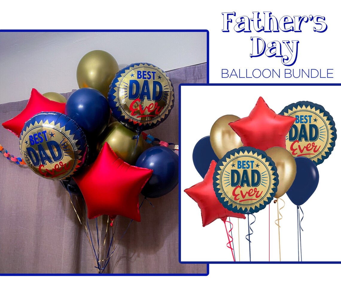 Best Dad Ever Balloon Bouquet Happy Fathers Day Birthday Red Etsy