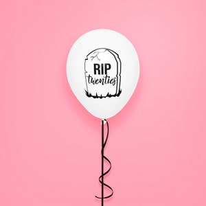 R.I.P Twenties White Black Balloons Birthday Decoration Unisex Bday Party Supply 29 to 30 Celebration Rest in Peace 20s Fun Gothic image 2