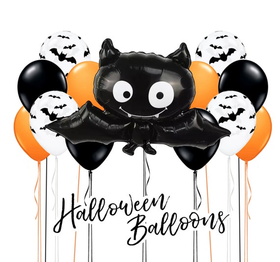 Balloon Bouquet Halloween Decoration Large Bat Black Orange Cute Animal Balloon Scary Horror Spooky Party Supply Porch Ornament Il_570xn