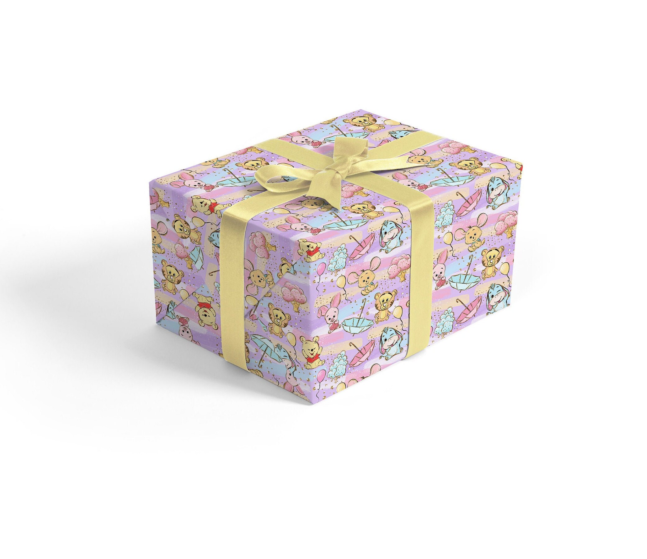 Rainbow Winnie the Pooh Baby Shower Gift Wrap