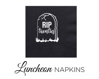 Funny 30 Birthday Napkins RIP 20s Death To My Twenties Black White Luncheon Tissues Evil Gothic Milestone Birthday Rest in Peace 20 Year