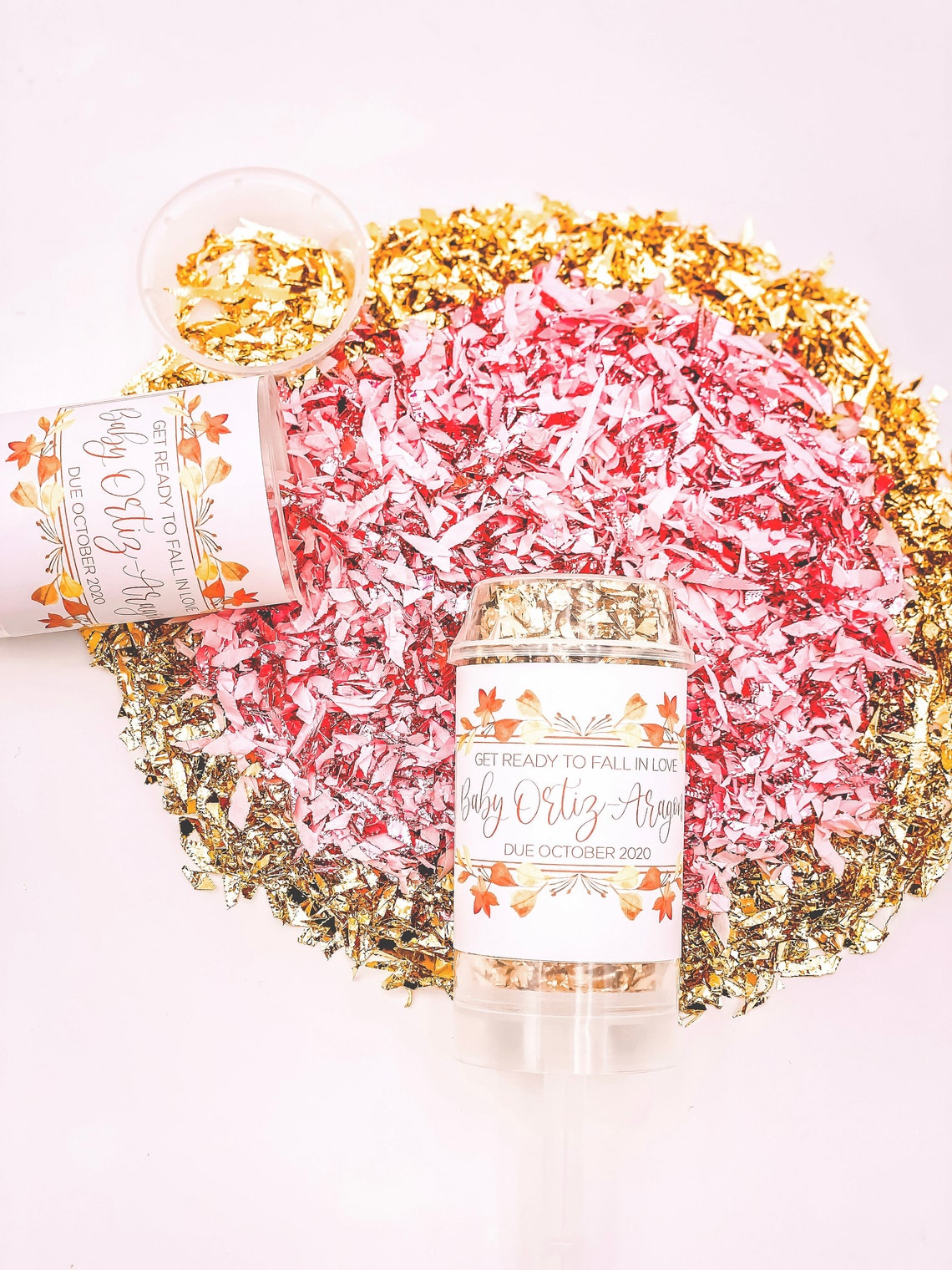 Gender Reveal Confetti Popper With CUSTOM LABEL Name Date Fall Etsy