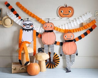 VINTAGE PUMPKIN Hanging Decoration Spooky Halloween Fall Autumn Backdrop Wall Entryway Porch Harvest Retro Party Supply Fall Autumn
