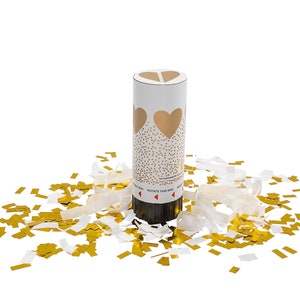 Pequeño cañón de confeti oro blanco despedida de soltera boda compromiso aniversario cumpleaños papel de seda confeti tirador lanzador fiesta popper