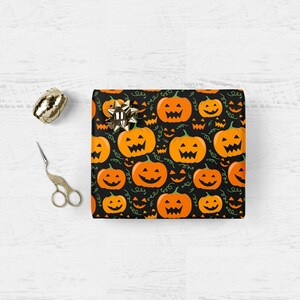 Orange Pumpkin Gift Wrapping Paper Halloween Essential Birthday Celebration Spooky Jack O Lantern Present Wrap Adults Children image 3