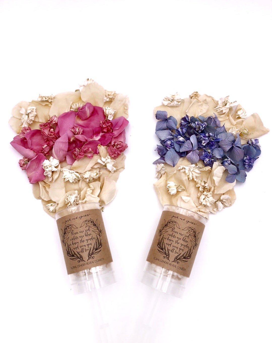 Gender Reveal Confetti Poppers, Girl Gender Reveal Flowers Confetti