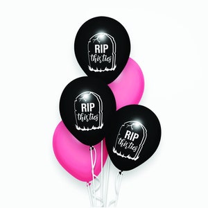 R.I.P Thirties Black 40 Birthday Balloons Minimalist Posh Unisex Party Decoration Funny Rest in Peace 30s Happy Birthday Dirty Thirty RIP