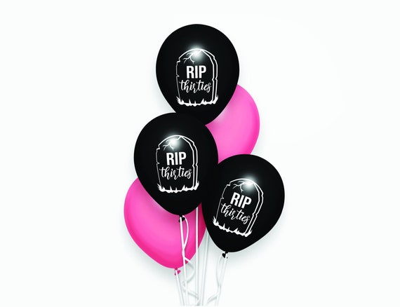 Black 40 Birthday Balloons R.I.P Thirties Minimalist Posh Unisex Party Decoration Funny Rest in Peace 30s Happy Birthday Dirty Thirty RIP Il_570xn
