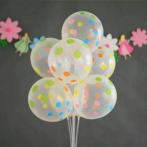 Clear Polka Dot Balloon Bundle Multicolor Rainbow Spotty Cheerful Easter Spring Birthday Baby Shower Decoration Garden Egg Hunt Party Supply