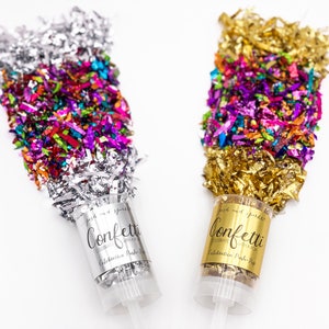 Shiny Confetti Poppers Gold Silber Regenbogen Metallic Push Open Pops Bunt Neujahr Weihnachten Verlobung Valentine Small Safe Push Pops
