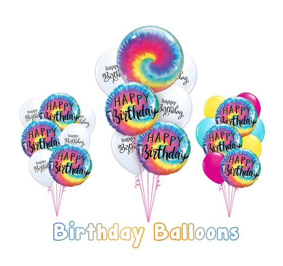 Tie Dye Balloon Happy Birthday Bundle Colorful Psychedelic Etsy 日本