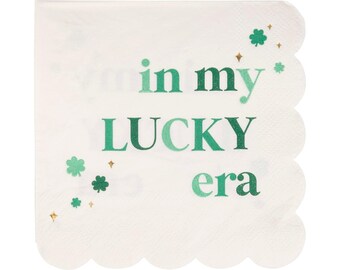 St Patrick’s Day Napkins In MY LUCKY ERA Disposable Paper Beverage Cocktail Snacks Napkins Shamrock Lucky Clover Tableware Party Supply