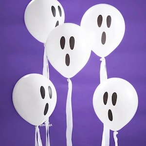 Halloween Ghost Balloons White Boo Balloons Spooky Party Decorations Biodegradable Latex Balloons for Kids Adults Indoor Halloween Decor