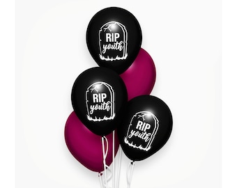 R.I.P Youth Balloons Black Birthday Decoration Minimalist Funny Party Supply Adult Life Rest In Peace Milestone 40 50th Birthday Balloons