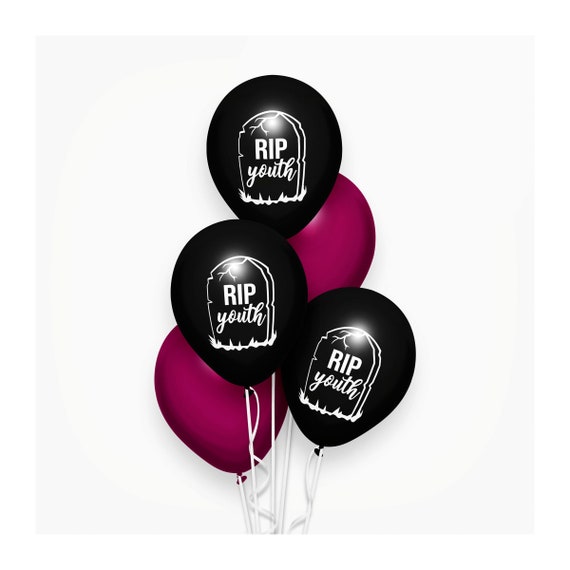 R.I.P Youth Balloons Black Birthday Decoration Minimalist Funny Party Supply Adult Life Rest In Peace Milestone 40 50th Birthday Balloons Il_570xn