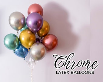 Chrome Latex Balloons CUSTOM COLOR Metallic Basic Plain Classic Party Supply Birthday Bridal Baby Shower Wedding Engagement Christmas Decor