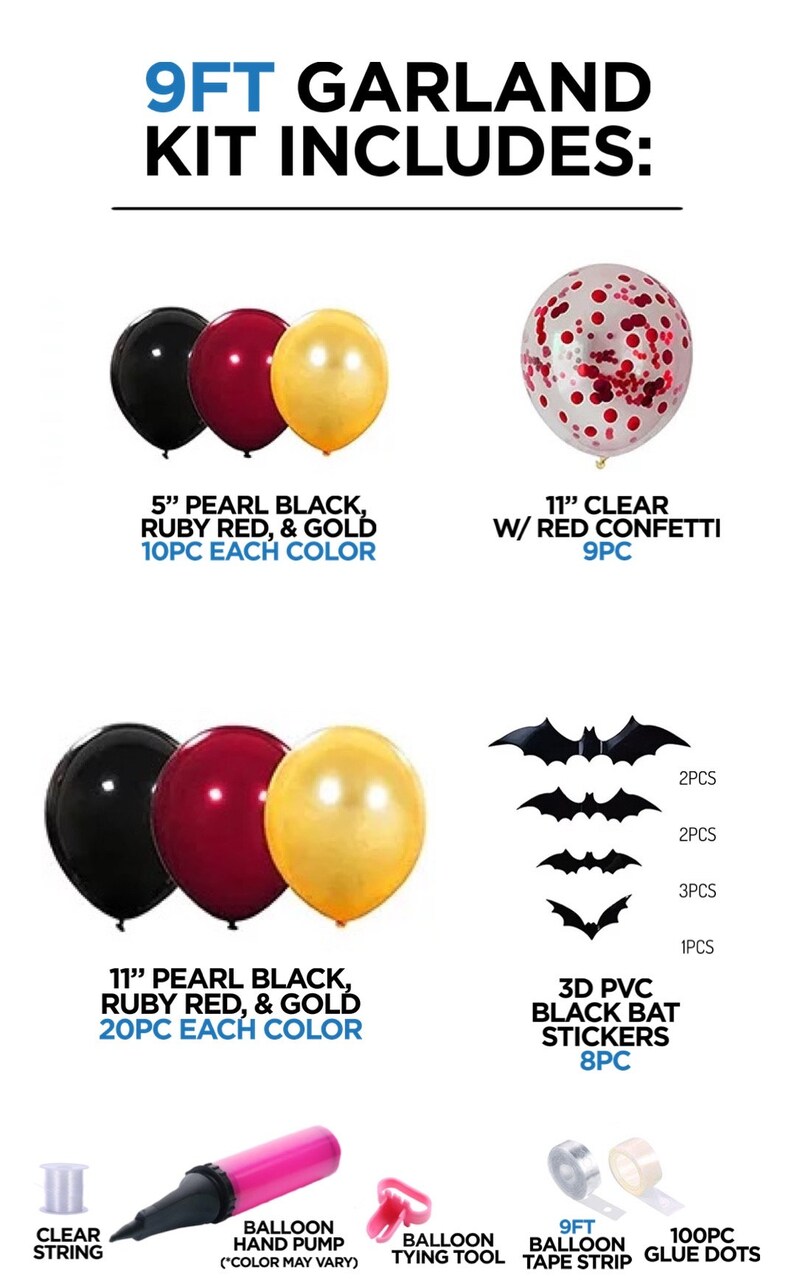 Halloween Arch Black Bats Blood Red Gold Black Confetti Balloon Bundle Horror Sinister Halloween DIY Garland Scary Party Decoration image 7