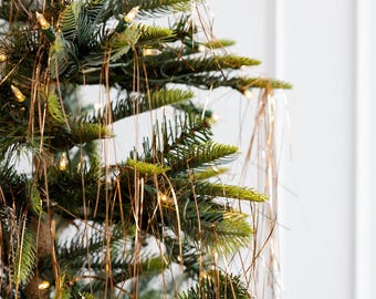 Bronze Tinsel Icicle Strands for Christmas Tree Trimmings Hanging Shiny Foil Fringes Festive Holiday Decoration Xmas Party Ornament