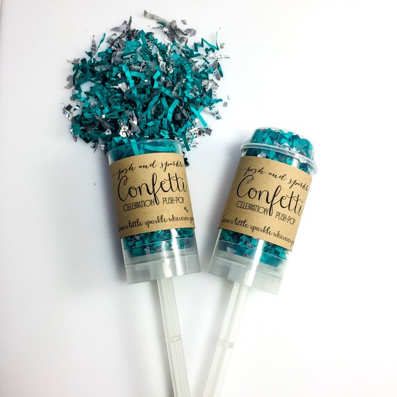Turquoise Teal Confetti Poppers Teal Party Popper Favors Etsy