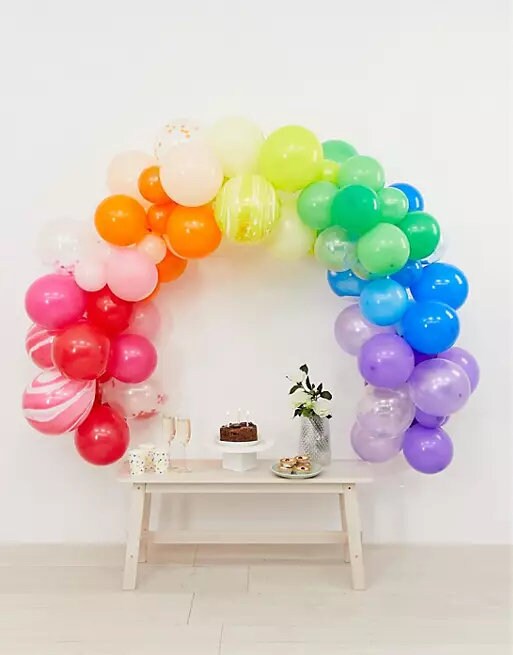 House of Party Rainbow Balloon Arch Kit -135 Pcs Colorful Pride Balloons Included for Balloon Garland, Arch, and Fiesta Decorations - Perfect for