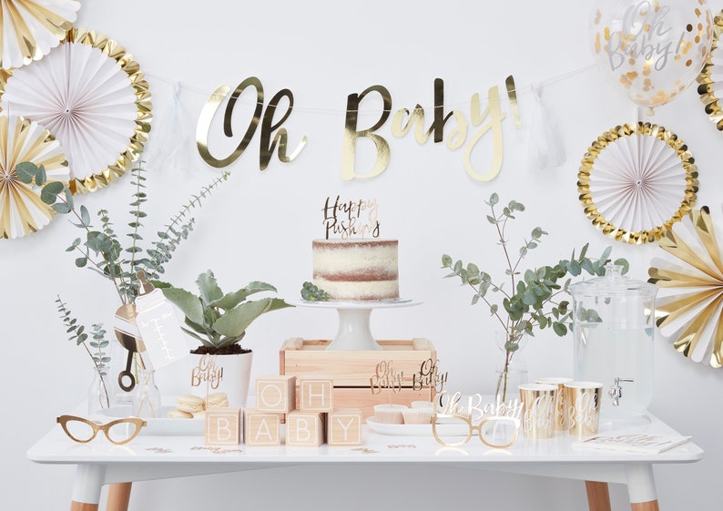 Gold Paper Fans Baby Shower Decor Shower Rosettes Rosette Decorations Bridal Shower Decor White and Gold Shower Rosette Decorations