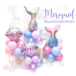 Nautical Party Decoration Mermaid Tail Seashell Balloon Under The Sea Beach Pool Birthday Baby Shower Little Mermaid Summer Party