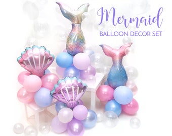 Nautical Party Decoration Mermaid Tail Seashell Balloon Under The Sea Beach Pool Birthday Baby Shower Little Mermaid Summer Party