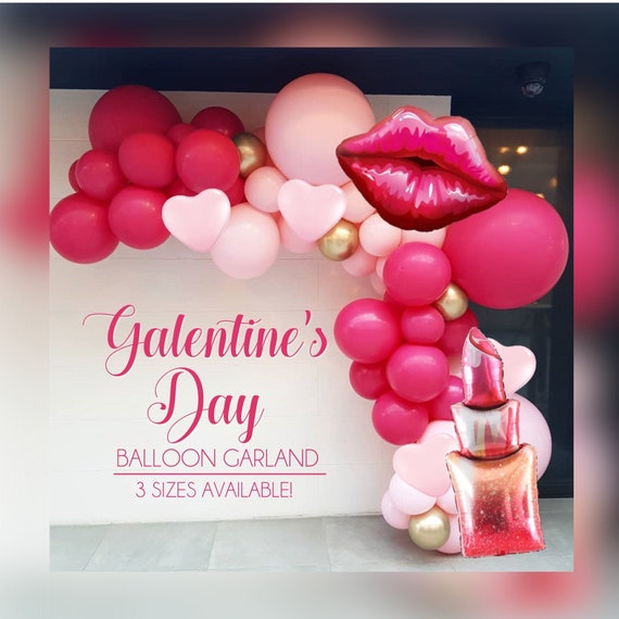 Galentine's Day Pink Balloon Bundle Set DIY Garland Valentine's Day Lipstick Balloon Arch Decoration Balloons Party Supply Kit with Tools Il_570xn