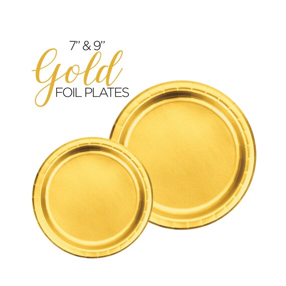Gold Metallic Thanksgiving Paper Plates Friendsgiving Gold Foil Dessert