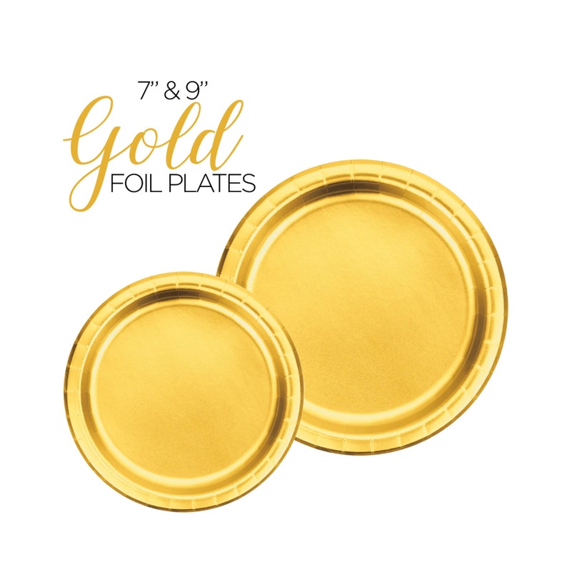 Gold Metallic Paper Plates Dessert Main Course Serving Wedding Engagement Bridal Shower Tableware Luxurious Shiny Round Plates Party Supply