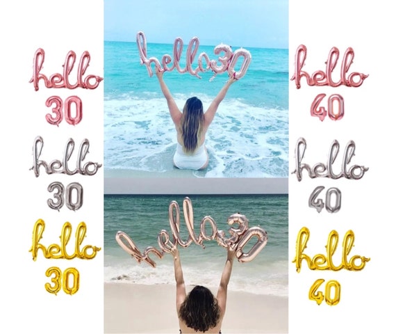 Hello Birthday Balloon 30 40 Birthday Number Letter Garland Milestone Age Celebration Influencer Photo Prop Script Party Supply Il_570xn